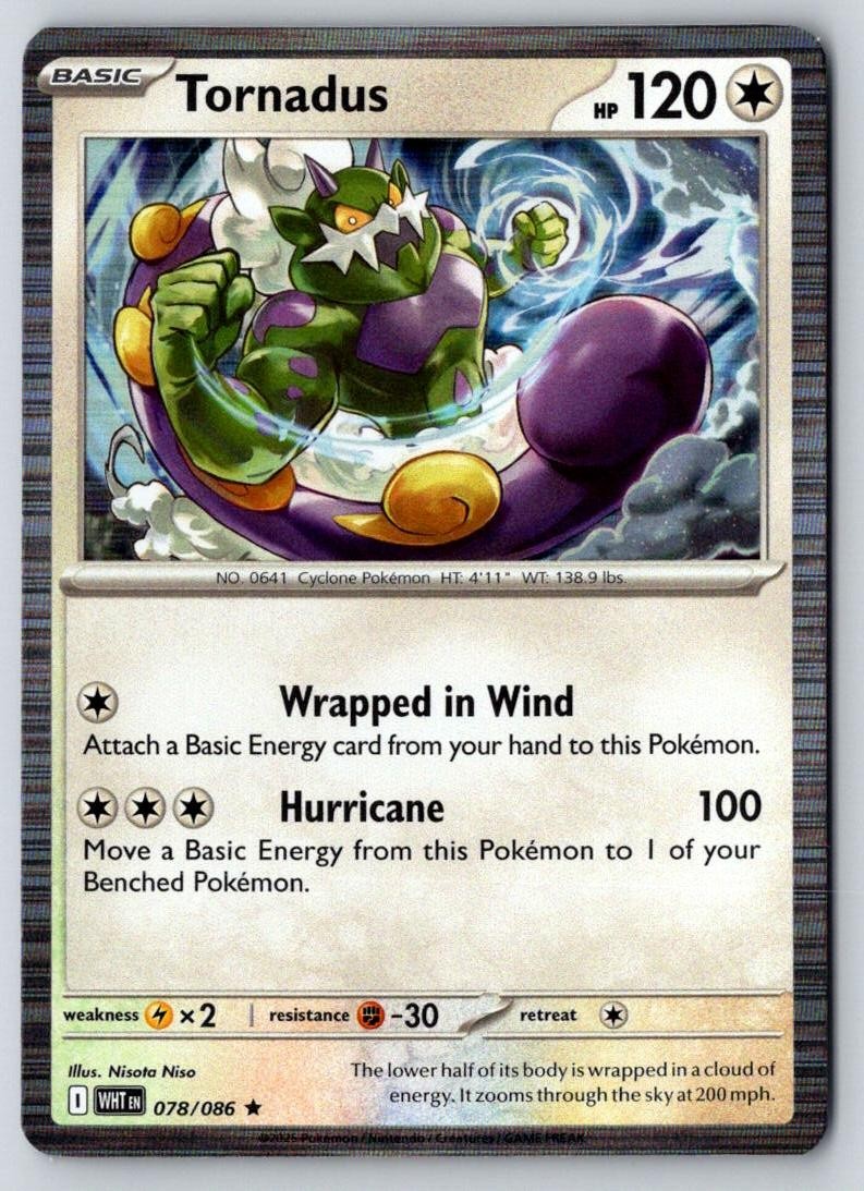 Tornadus 078/086 Holo Rare White Flare Pokemon Near Mint