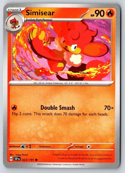 Simisear 023/191 Common Surging Sparks Pokemon Near Mint