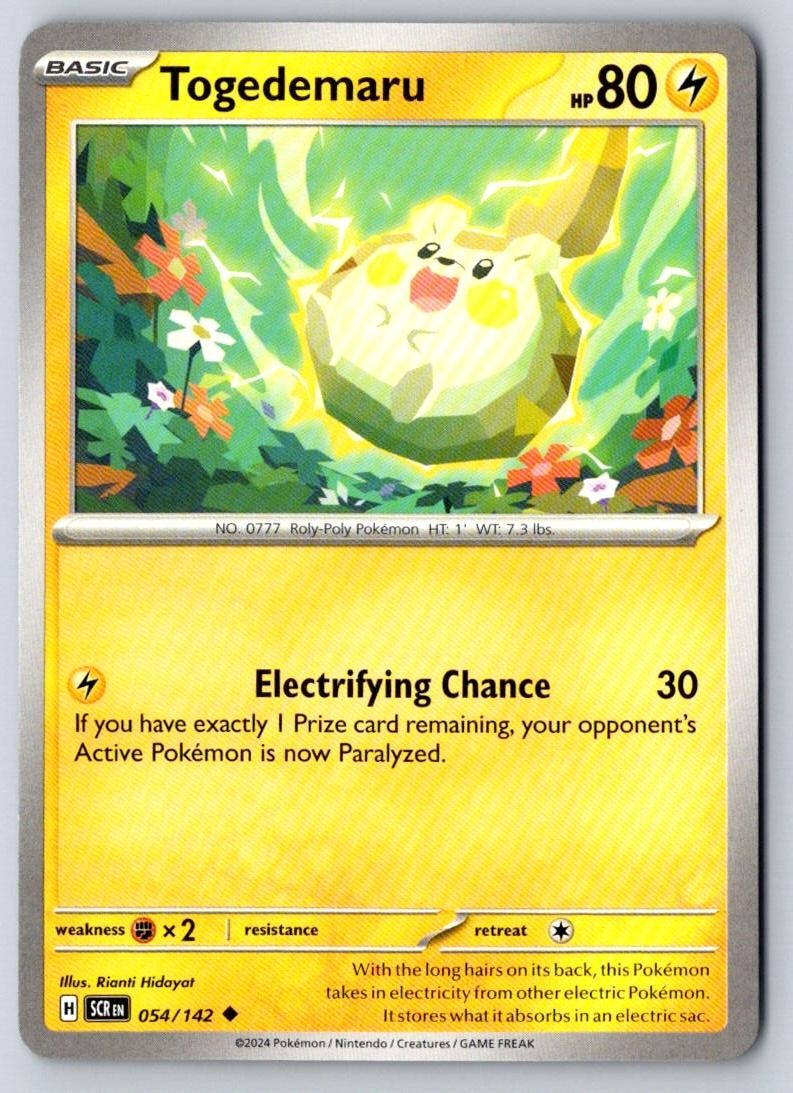 Togedemaru 54/142 Uncommon Stellar Crown Pokemon Near Mint