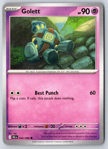 Golett 042/086 Common Black Bolt Pokemon Near Mint