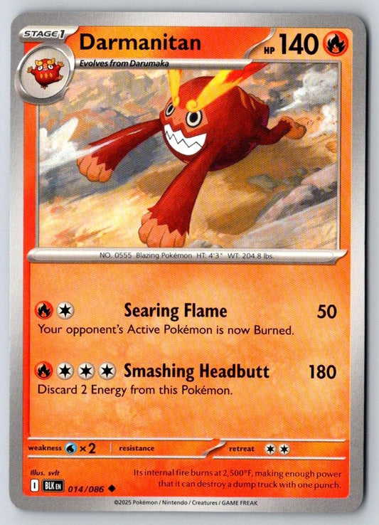 Darmanitan 014/086 Uncommon Black Bolt Pokemon Near Mint