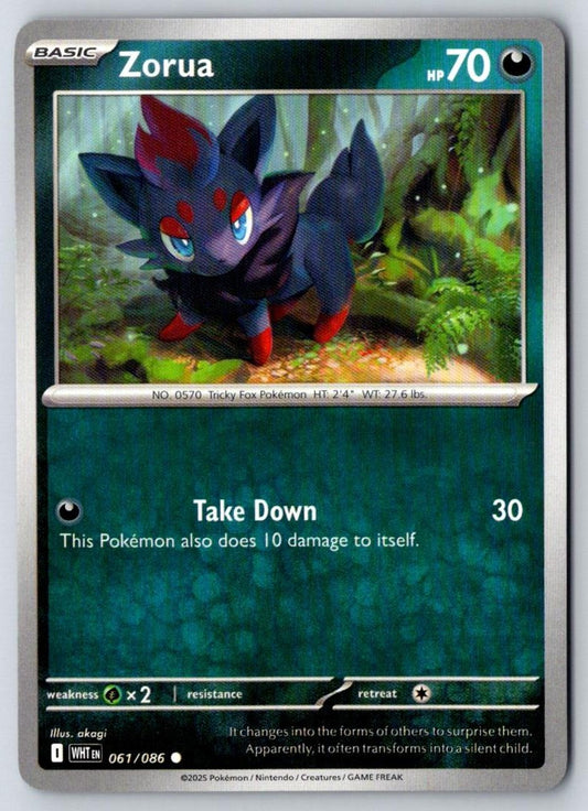 Zorua 061/086 Common White Flare Pokemon Near Mint