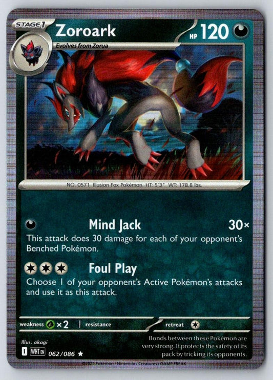 Zoroark 062/086 Holo Rare White Flare Pokemon Near Mint