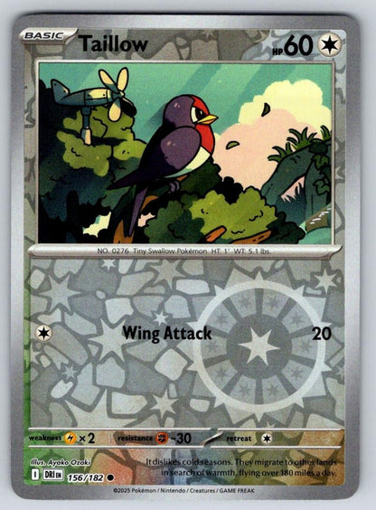 Taillow 156/182 Common Destined Rivals Pokemon Reverse Holo Near Mint