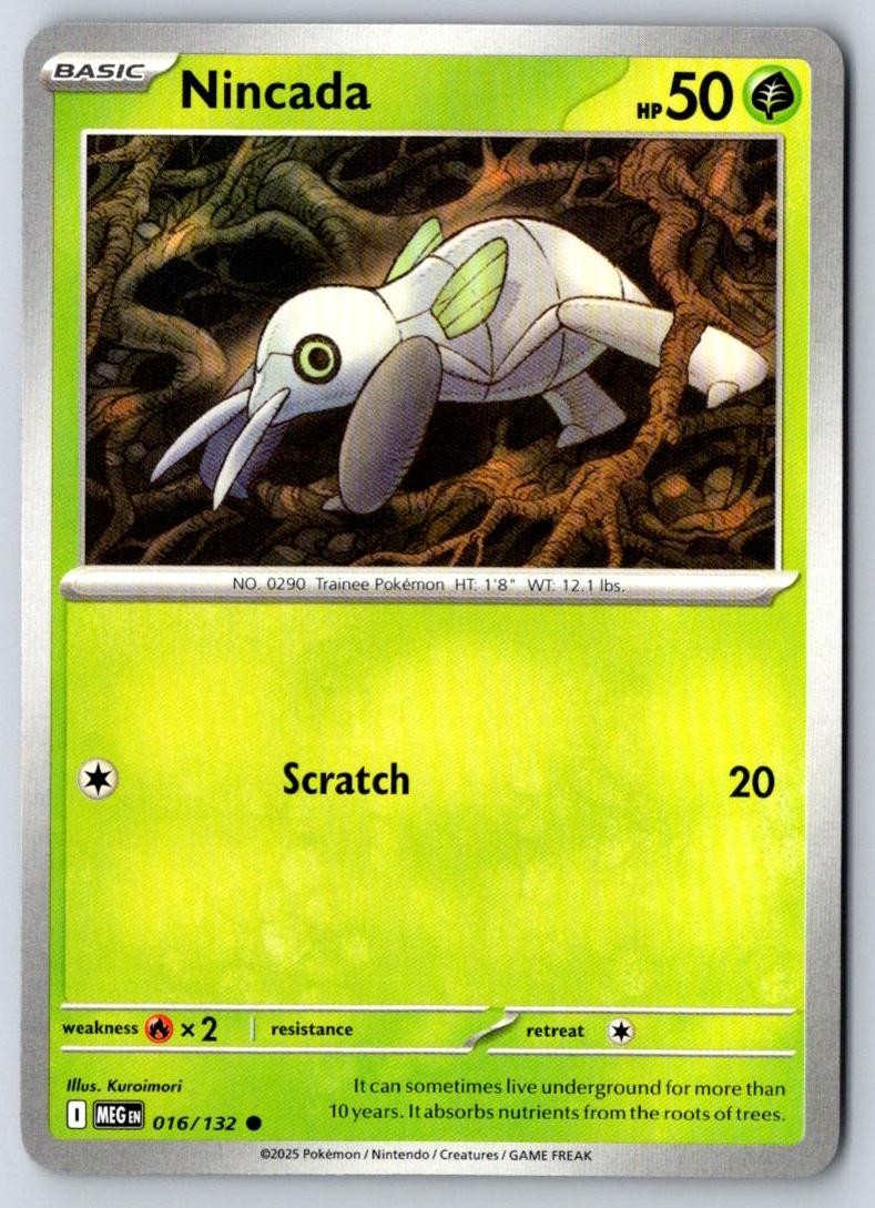 Nincada 016/132 Common Mega Evolution Pokemon Near Mint