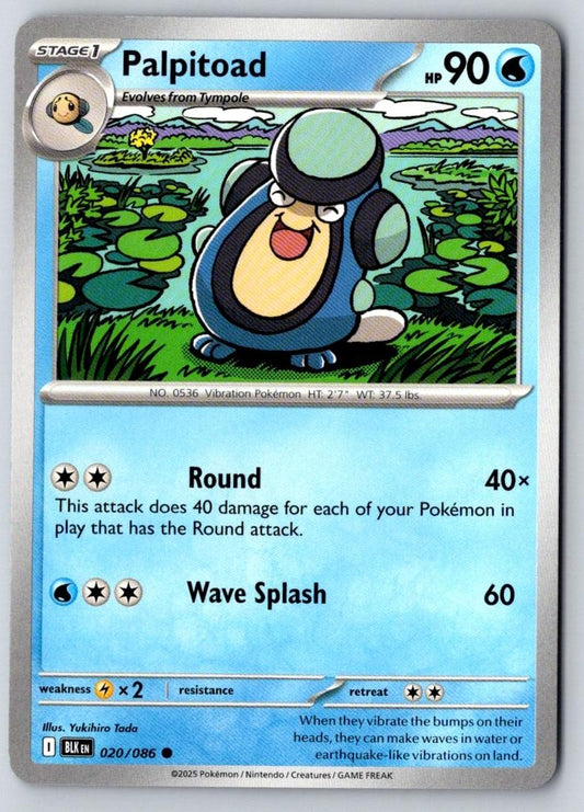 Palpitoad 020/086 Common Black Bolt Pokemon Near Mint