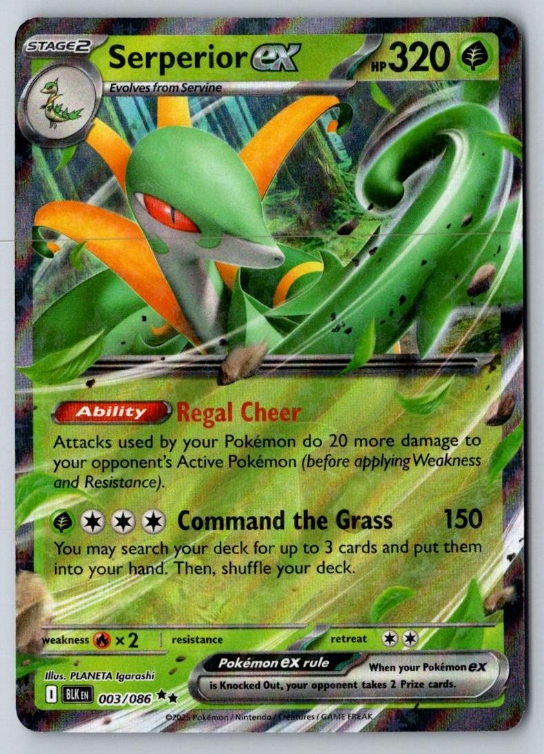 Serperior ex 003/086 Holo Double Rare Black Bolt Pokemon Near Mint