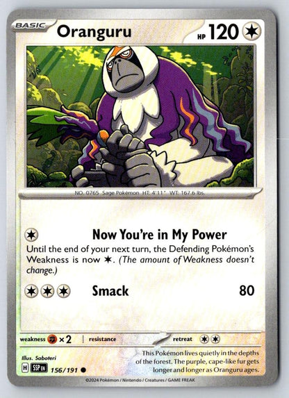Oranguru 156/191 Common Surging Sparks Pokemon Near Mint