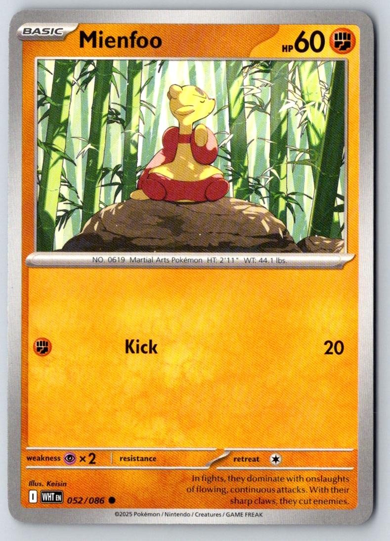 Mienfoo 052/086 Common White Flare Pokemon Near Mint