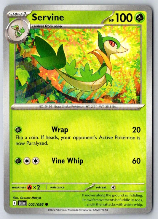 Servine 002/086 Common Black Bolt Pokemon Near Mint