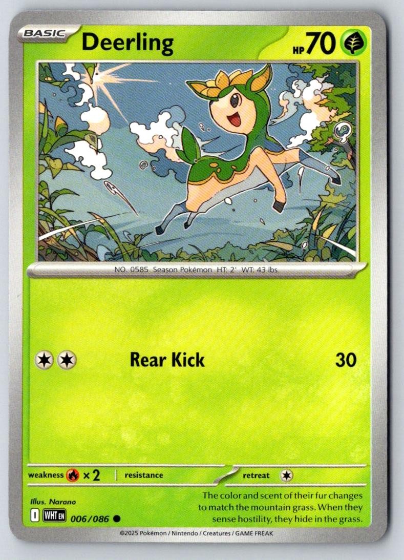 Deerling 006/086 Common White Flare Pokemon Near Mint