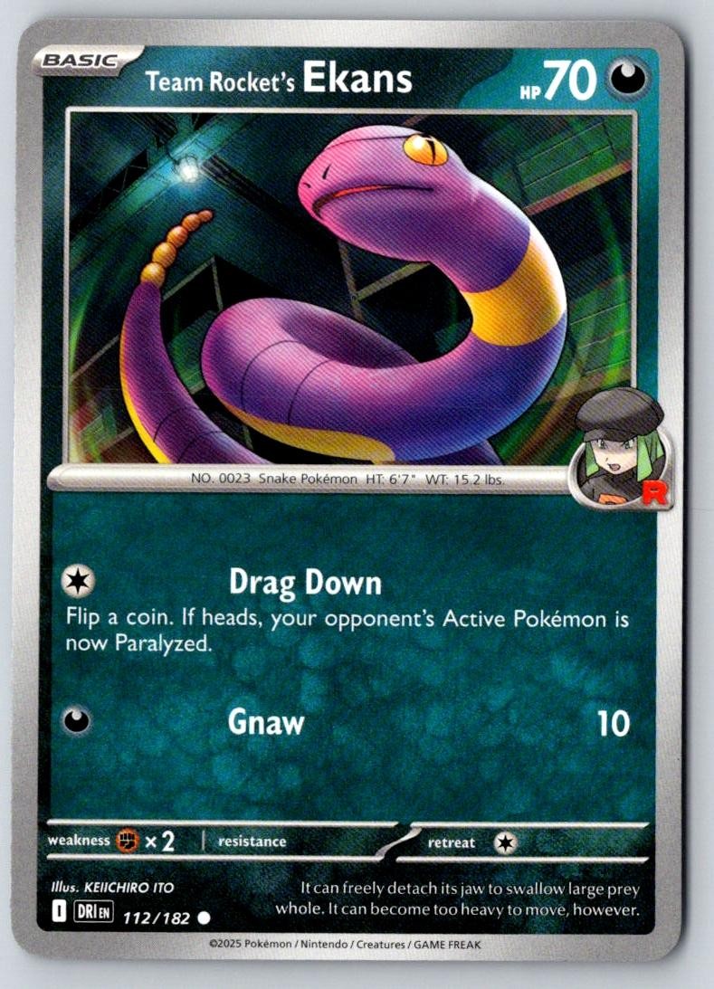 Team Rocket's Ekans 112/182 Common Destined Rivals Pokemon Near Mint