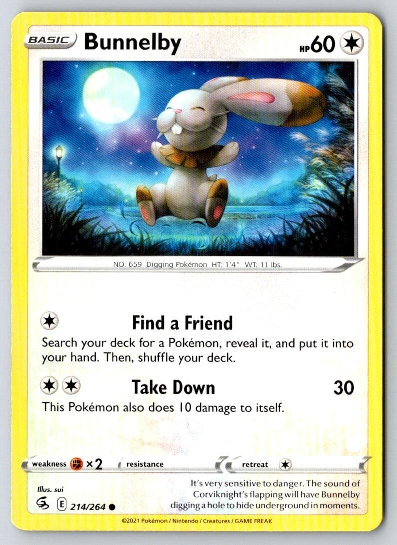 Bunnelby 214/264 Common Fusion Strike Pokemon Near Mint