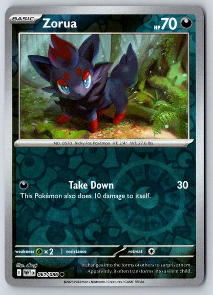 Zorua 061/086 Common White Flare Pokemon Reverse Holo Near Mint