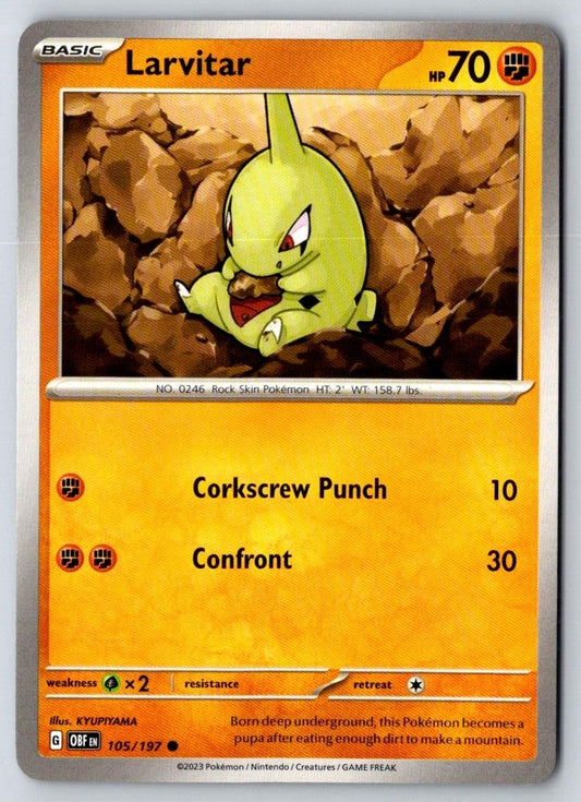 Larvitar 105/197 Common Obsidian Flames Pokemon Near Mint