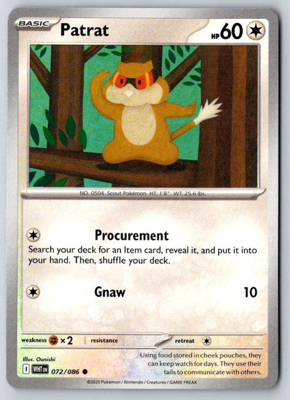 Patrat 072/086 Common White Flare Pokemon Near Mint