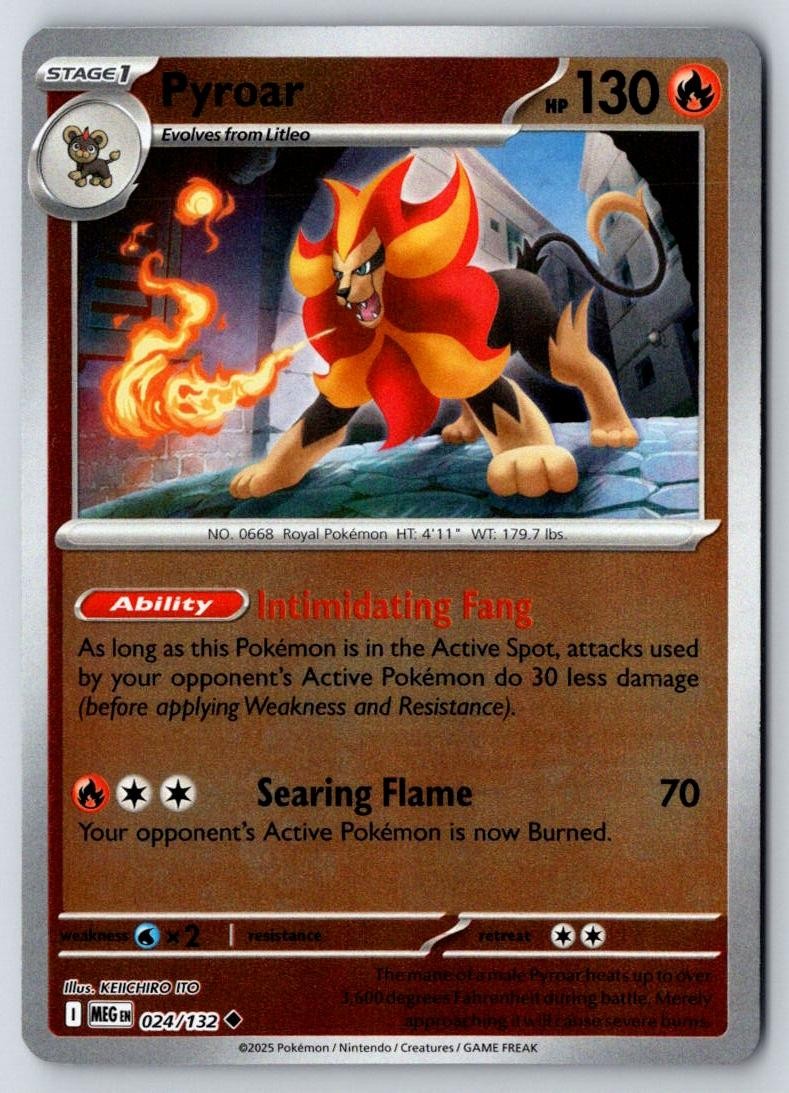 Pyroar 024/132 Uncommon Mega Evolution Pokemon Near Mint