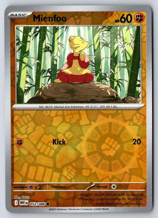 Mienfoo Reverse Holo052/086 Common White Flare Pokemon Holo Near Mint