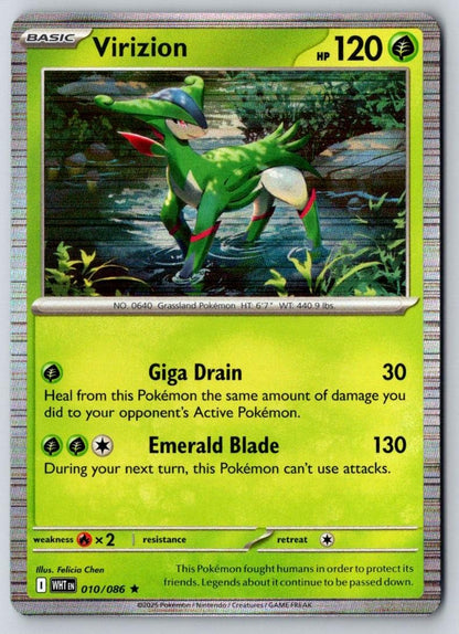 Virizion 010/086 Holo Rare White Flare Pokemon Near Mint