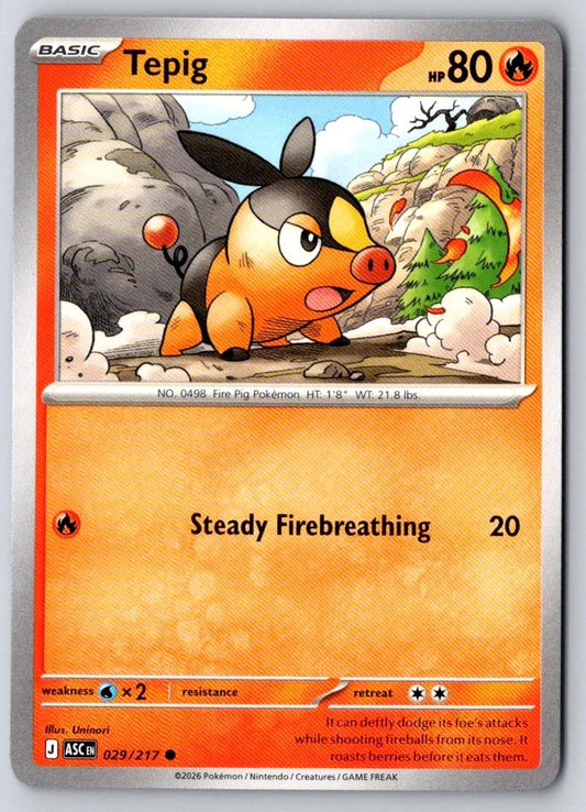Tepig 029/217 Common Ascended Heroes Pokemon Near Mint