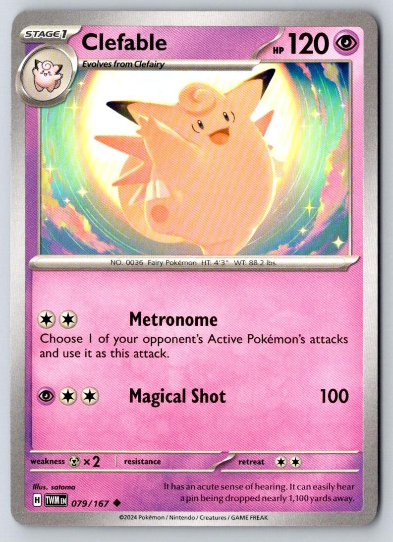 Clefable 079/167 Uncommon Twilight Masquerade Pokemon Near Mint