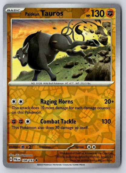 Paldean Tauros 108/193 Uncommon Paldea Evolved Pokemon Near Mint