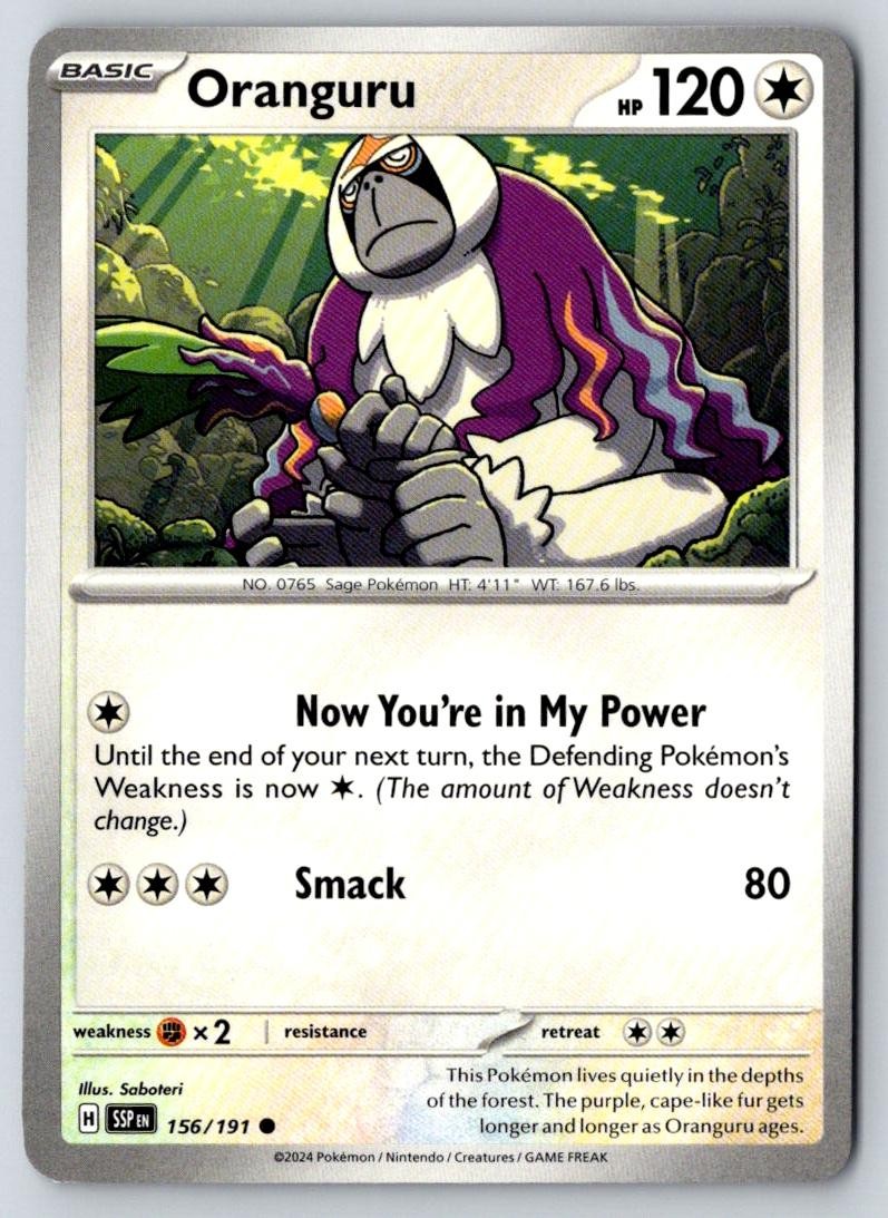 Oranguru 156/191 Common Surging Sparks Pokemon Near Mint