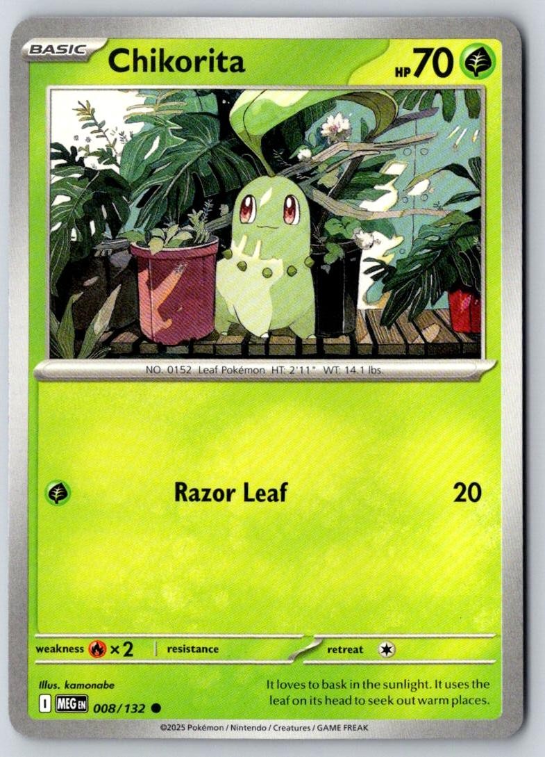 Chikorita 008/132 Common Mega Evolution Pokemon Near Mint