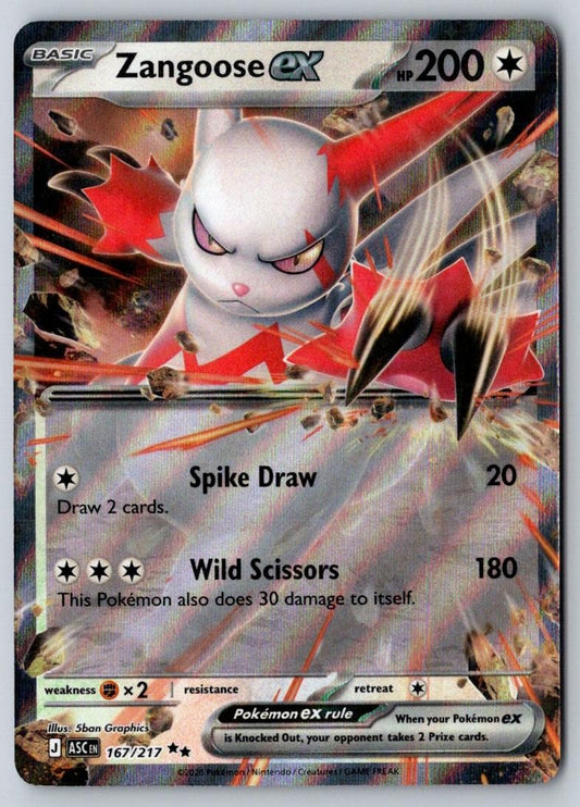 Zangoose ex 167/217 Double Rare Ascended Heroes Pokemon Holo Near Mint