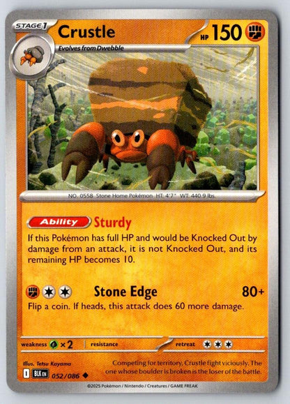 Crustle 052/086 Uncommon Black Bolt Pokemon Near Mint