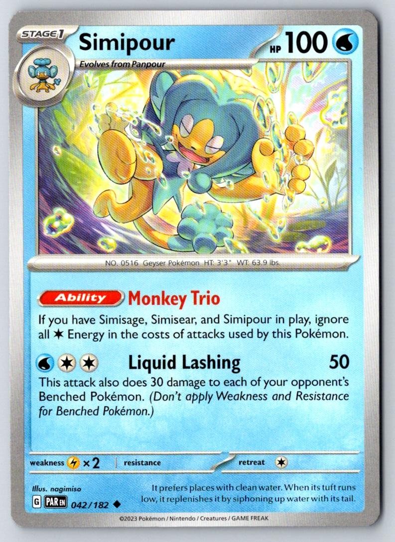 Simipour 042/182 Uncommon Paradox Rift Pokemon Near Mint
