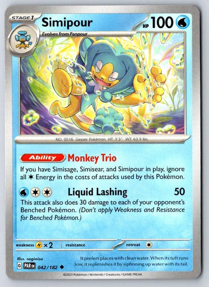 Simipour 042/182 Uncommon Paradox Rift Pokemon Near Mint
