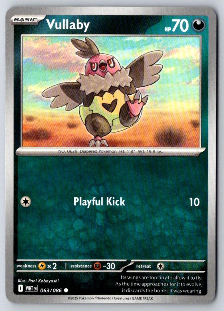 Vullaby 063/086 Common White Flare Pokemon Near Mint