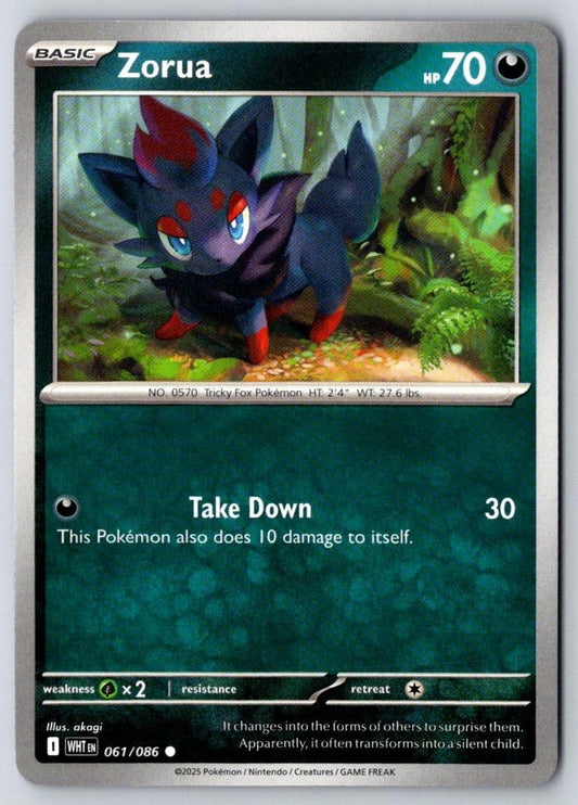 Zorua 061/086 Common White Flare Pokemon Near Mint