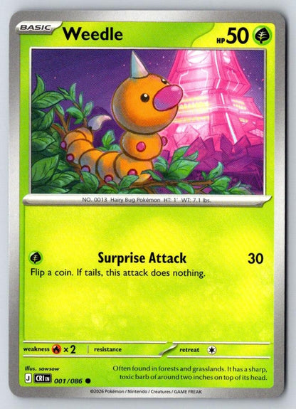 Weedle 001/086 Common Chaos Rising Pokemon Near Mint