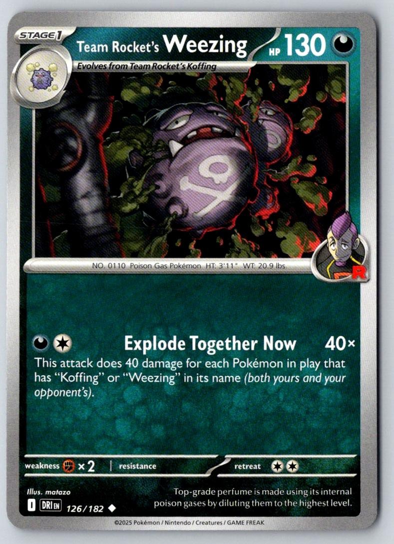 Team Rocket's Weezing 126/182 Uncommon Destined Rivals Pokemon Near Mint