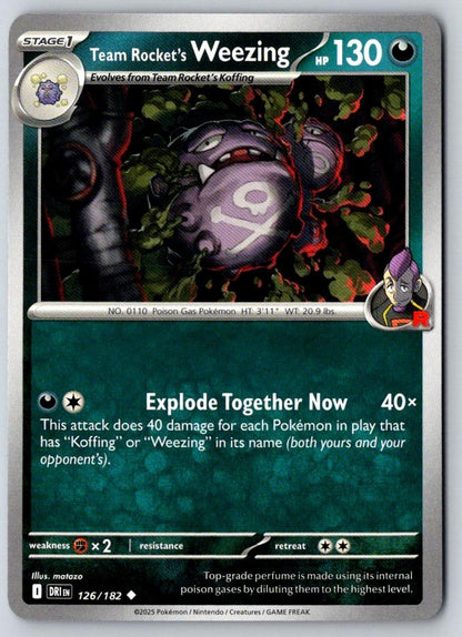 Team Rocket's Weezing 126/182 Uncommon Destined Rivals Pokemon Near Mint