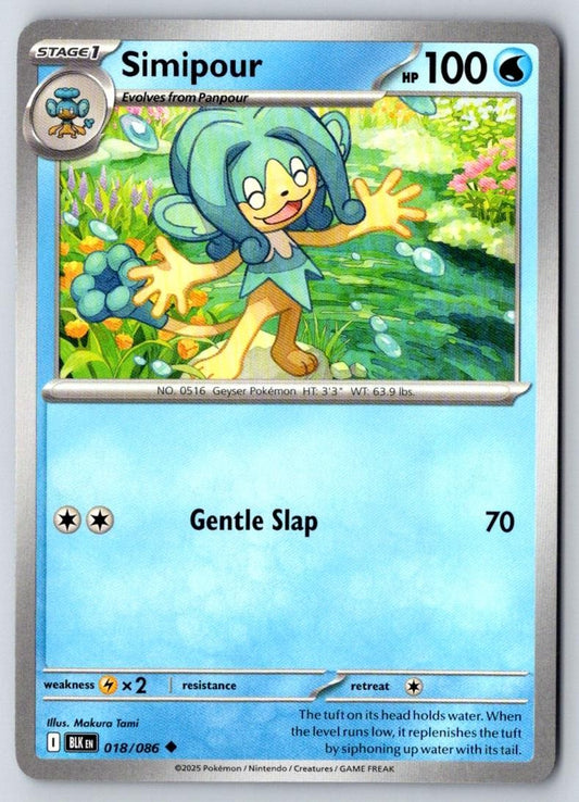 Simipour 018/086 Uncommon Black Bolt Pokemon Near Mint