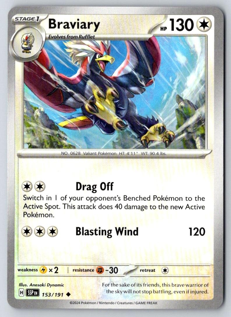 Braviary 153/191 Uncommon Surging Sparks Pokemon Near Mint