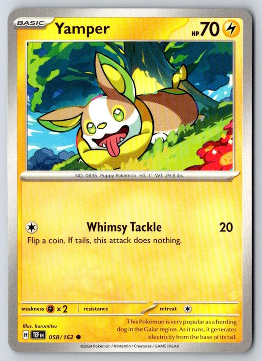 Yamper 058/162 Common Temporal Forces Pokemon Near Mint