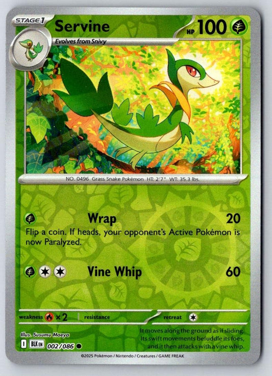 Servine 002/086 Common Black Bolt Pokemon Near Mint