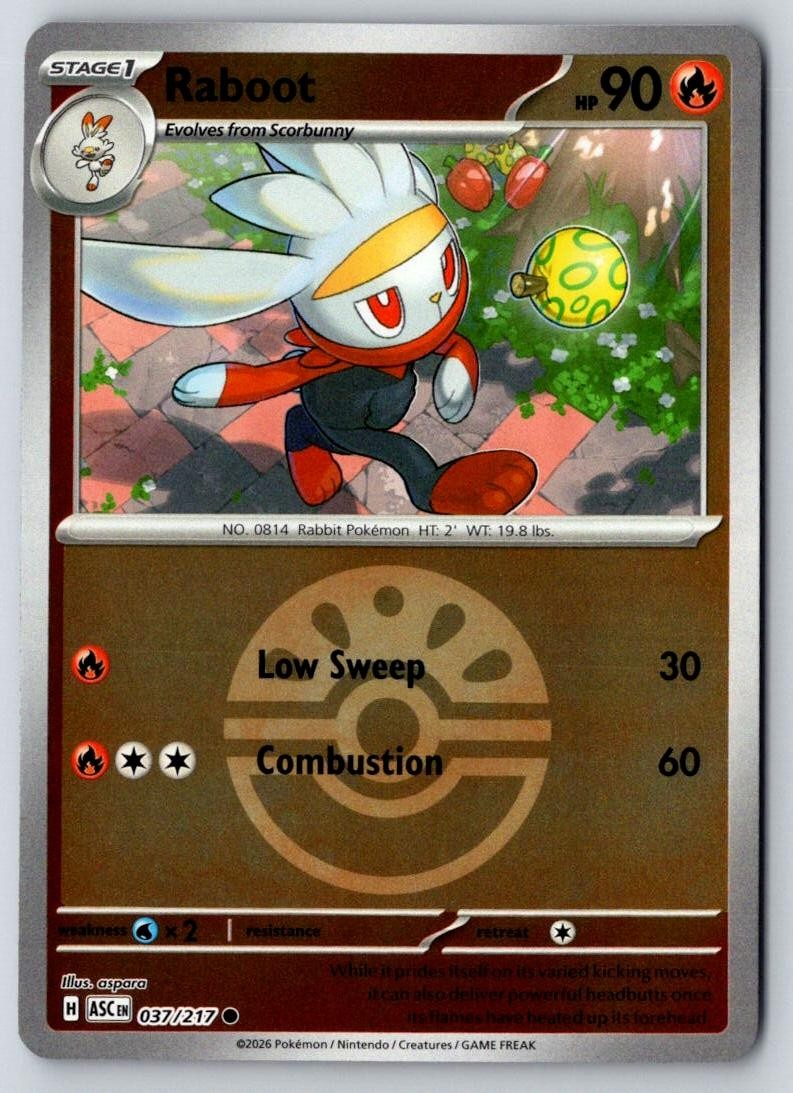 Raboot (Friend Ball) 037/217 Common Ascended Heroes Pokemon Reverse Holo NM