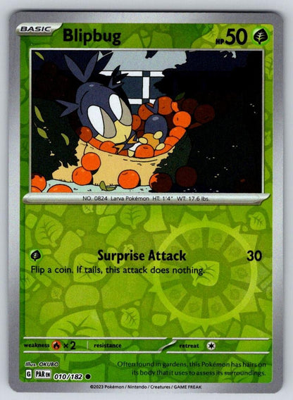 Blipbug 010/182 Common Paradox Rift Pokemon Reverse Holo Near Mint