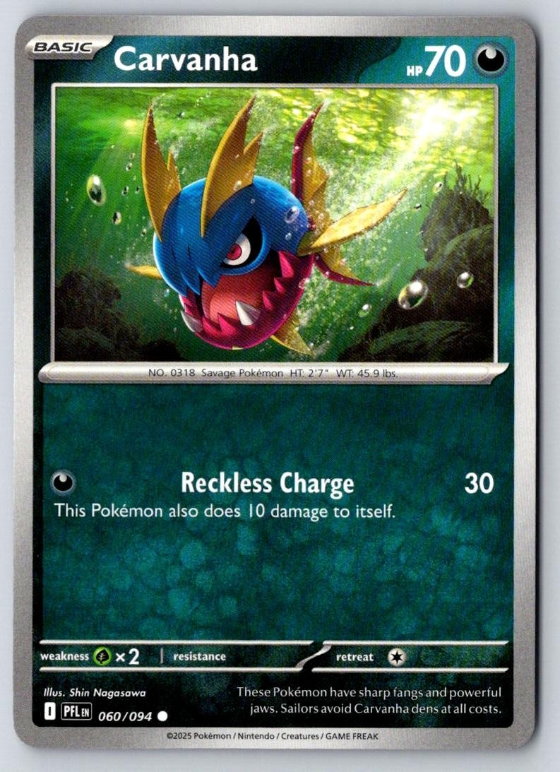 Carvanha 060/094 Common Phantasmal Flames Pokemon Near Mint