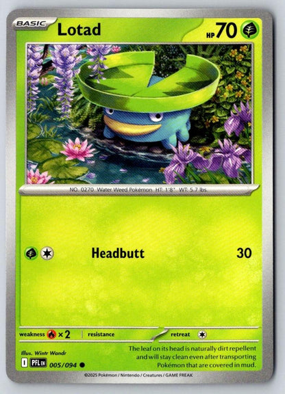 Lotad 005/094 Common Phantasmal Flames Pokemon Near Mint