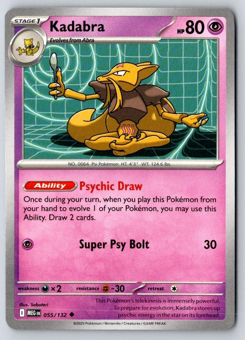 Kadabra 055/132 Uncommon Mega Evolution Pokemon Near Mint
