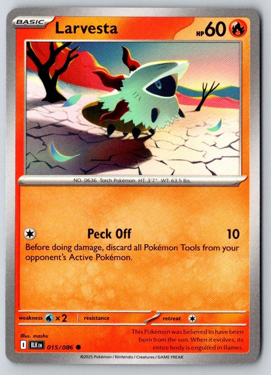 Larvesta 015/086 Common Black Bolt Pokemon Near Mint