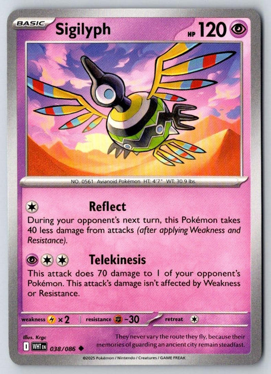 Sigilyph 038/086 Uncommon White Flare Pokemon Near Mint