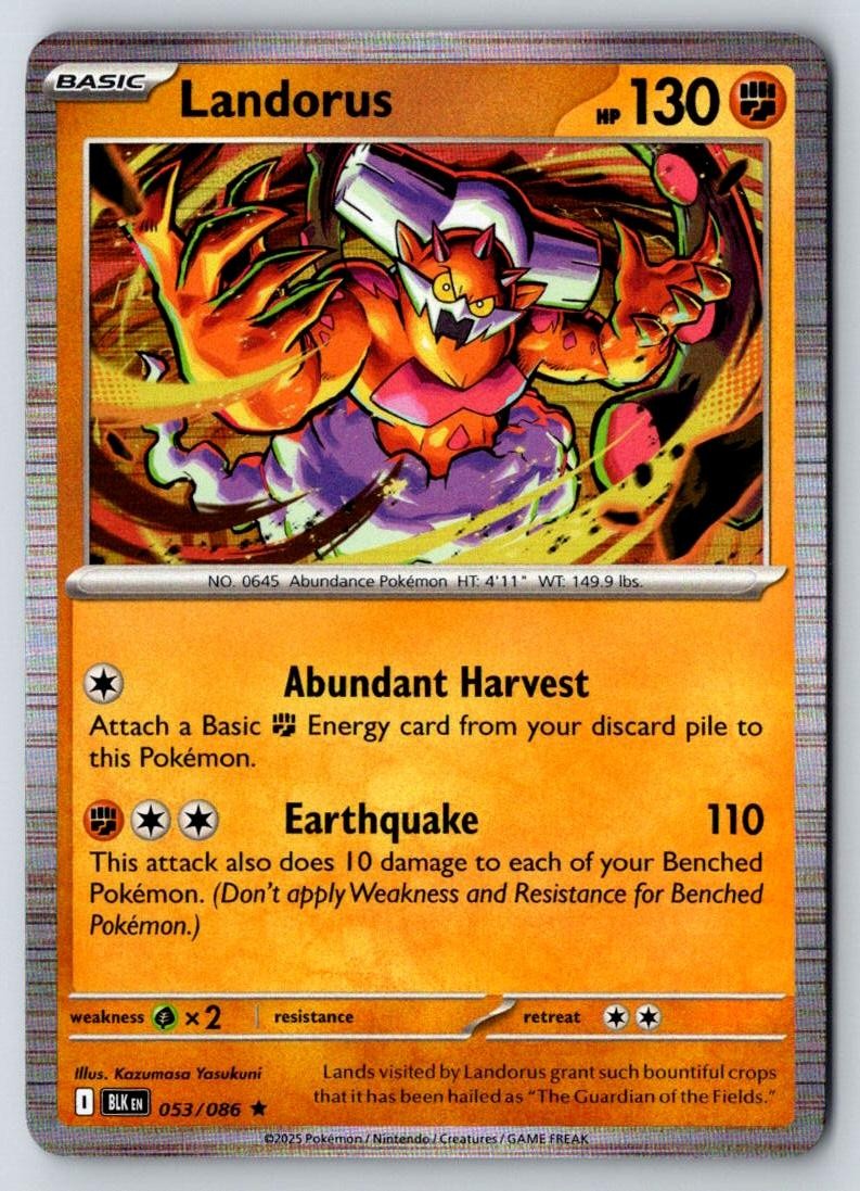 Landorus 053/086 Holo Rare Black Bolt Pokemon Near Mint