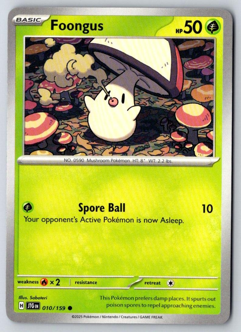Foongus 010/159 Common Journey Together Pokemon Near Mint